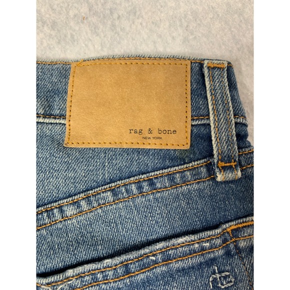 Rag & Bone Women's 23 ‎ Harlow mid rise Straight Jeans Frayed denim blue jeans - Picture 8 of 8
